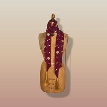 Load image into Gallery viewer, 70’s 80’s Vintage Bergundy Purple Chiffon High Low Floral Dress Tassle Extra Belt