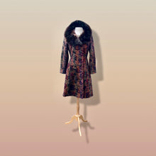 Load image into Gallery viewer, 60’s Vintage Coat Floral Tapestry Carpet Mink Collar Colorful