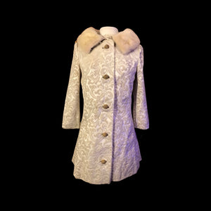 60’s LIlli Ann Tapestry Brocade Coat with Mink Collar Wedding Holiday