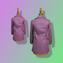 Load image into Gallery viewer, 70’s Vintage Purple Lavender Leather Coat Double Breasted Iconic 70’s Collar