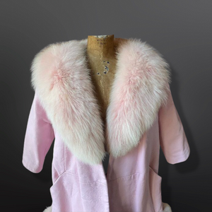 60s Pink Leather and Fox Fur Coat “Throw and Go” Swing