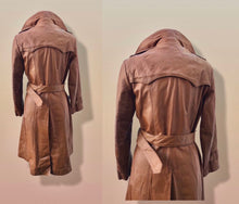 Load image into Gallery viewer, 70’s Vintage Leather Trench Spy Coat Montgomery Ward Tannery