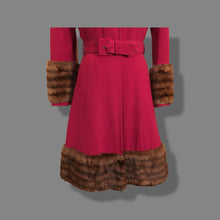 Load image into Gallery viewer, Vintage 40’s Coat Cranberry Red with Fur Trim and Wool