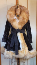 Load image into Gallery viewer, Women's Vintage Coat- 60s Red Fox Fur Fit and Flare Princess Pinup Full Skirted Price: