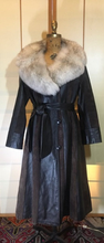 Load image into Gallery viewer, Vintage Coat- 70s Leather Suede Trench Silver Fox Fur Princess Spy M/L