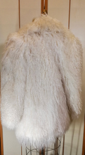 Load image into Gallery viewer, 70s 80s 90s Vibe Oversized White Shaggy Chubby Curly Long Hair Mongolian Lamb Mid Length Coat Free Size S/M/L/X Hippy Grunge Almost Famous