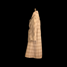 Load image into Gallery viewer, 60’s Cream White Plaid Wrap Wool Fit Flare Coat Neutral Natural Colors Belted