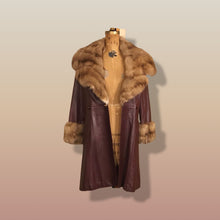 Load image into Gallery viewer, Reserved- Massive Sable Collar and Ultra Soft Bergundy Maroon Leather Feather Light Coat
