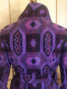 60s Purple Tapestry Carpet Coat Purple Shearling Mod Boho 