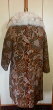 Load image into Gallery viewer, 60s Mod Tapestry Carpet Coat Swing Coat Double Breasted Large Norwegian Fox Fur M//L/XL