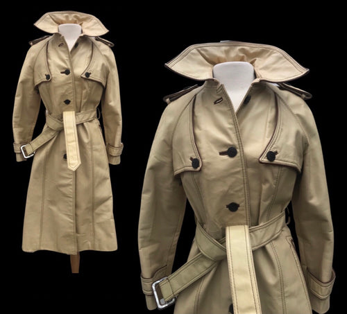 70’s Cream Beige Leather Spy Trench