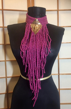 Load image into Gallery viewer, Extra Thick Collar Choker Beaded Magenta and Gold Bib Necklace