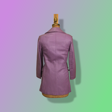 Load image into Gallery viewer, 70’s Vintage Purple Lavender Leather Coat Double Breasted Iconic 70’s Collar