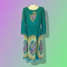 Load image into Gallery viewer, 70’s 80’s I Magnin Chiffon Dress Scarf Set Teal/Purple/Yellow