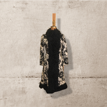 Load image into Gallery viewer, 60’s 70’s Tapestry Carpet Floral Mongolian Curly Lamb Black and White Coat Deadstock New With Tags Princess Afghan