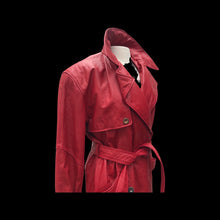 Load image into Gallery viewer, Lipstick Red Leather Trench Spy Coat