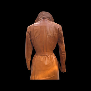 Vintage Leather Cape Coat Butterscotch Trench Spy