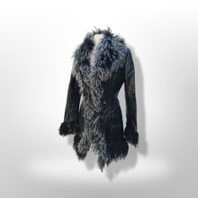Load image into Gallery viewer, Coat Black Leather and Curly Lamb Fit and Flare Made in Italy