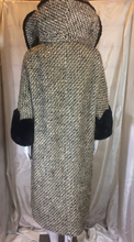 Load image into Gallery viewer, Forstmann 50s Swing Coat with Checkered Scalloped Sheared Fur Cuffs and Massive Collar M/L/XL