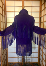 Load image into Gallery viewer, Purple Suede Fringe Coat Boho Southwestern Hippie Western Cowgirl Cowboy Hipster Vtg Coat S/M Navajo Native American