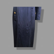 Load image into Gallery viewer, 60’s Long Blue Trench Coat Full Length Double Breasted Waterproof Wood Design