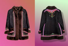 Load image into Gallery viewer, 70’s Embroidered Suede Afghan Boho and Shearling Polish Coat