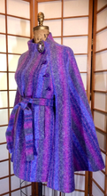 Load image into Gallery viewer, 60&#39;s Plaid Purple Poncho Cape--Mod Pendleton Royal Blue Lavender Pendleton Cape Coat 60&#39;s Open Sizing Free Size S/M/L