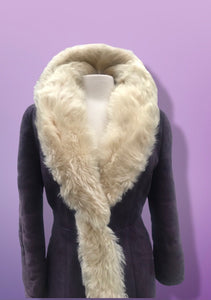 70’s Vintage Deep Purple Suede and Shearling Boho Princess Penny Lane Coat