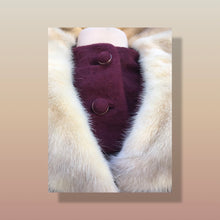 Load image into Gallery viewer, Vintage Wine Maroon Wool Mad Men 60’s Mohair Peacoat with Cross Mink Collar Mod