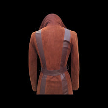 Load image into Gallery viewer, 70’s Rust Suede and Leather Inlay Coat Spy Trench