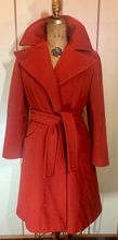 Load image into Gallery viewer, Vintage Orange Wool Coat with Brooch Fit and Flare Small X-Small Sienna Burnt Orange