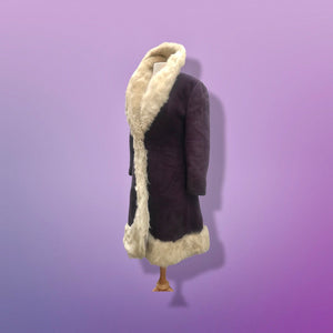 70’s Vintage Deep Purple Suede and Shearling Boho Princess Penny Lane Coat