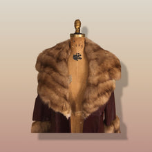 Load image into Gallery viewer, Reserved- Massive Sable Collar and Ultra Soft Bergundy Maroon Leather Feather Light Coat
