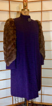 Load image into Gallery viewer, RARE Vintage 30S Vintage Coat--PURPLE Puff-Sleeve Old Glamour Film Noir 1930'S 1940's Classic Fur Coat and Purple Wool Boucle Coat Size M/L