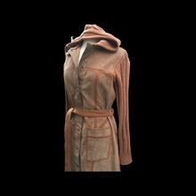 Load image into Gallery viewer, 70’s Suede Sweater Hooded Knit Camel Light Coat