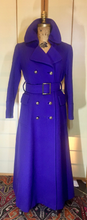 Load image into Gallery viewer, Purple Wool Mod 60s Full Length Fit Flare Double Breasted Sleek Coat Military Princess