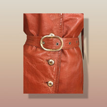 Load image into Gallery viewer, 70’s Butterscotch Leather Trench Coat with Gold Detail Made in Israel