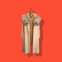 Load image into Gallery viewer, Vintage 60’s Coat Lilli Ann Cream White Massive Fox Fur Collar Wear Two Ways Swing Fit And Flare One Size Fits All Throw and Go