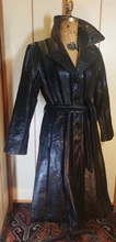 Load image into Gallery viewer, 70S Black Leather and Suede Trench Spy Boho Fit and Flare Princess Chic S/M