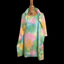 Load image into Gallery viewer, 60’s Shift Dress and Coat Set by I. Magnin Pastel Floral Pink Blue Crystal Buttons