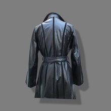 Load image into Gallery viewer, Black Montgomery Ward Leather Spy Trench with Suede Inserts