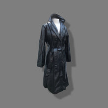 Load image into Gallery viewer, Black Montgomery Ward Leather Spy Trench with Suede Inserts