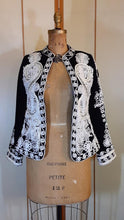 Load image into Gallery viewer, Vintage Women's Velvet Embroidered Jacket Top Intricate Black and White Top Exotic Ethnic
