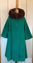 Load image into Gallery viewer, Vintage Women's Coat- 60s Lilli Ann Emerald Green Mink Wool Swing Coat One Size Fits All Mad Men