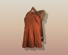 Load image into Gallery viewer, 60’s Caramel Lilli Ann Shearling Fit and Flare Princess Coat with Belt Clutch Purse Set Beaded