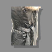 Load image into Gallery viewer, 70’s Spy Trench Leather Coat with Removable Shearling Collar Dark Blue