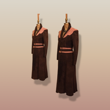 Load image into Gallery viewer, 70s Vintage Suede Coat Long Pink Brown Long Made In Canada Boho Chic