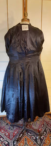 Women's Vintage Coat-50s Lilli Ann Classic Black Fit Flare Dramatic Collar Thick Wool Full Skirted Princess Price: