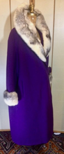 Load image into Gallery viewer, 60s Does 20s Mod Flapper Forstmann Purple Wool and Cross Mink Full Length Swing Coat Free Size S/M/L/XL