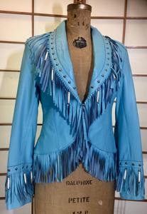 Vintage 80s 90s Turquoise Fringe Studded Bone Cowgirl Rocker